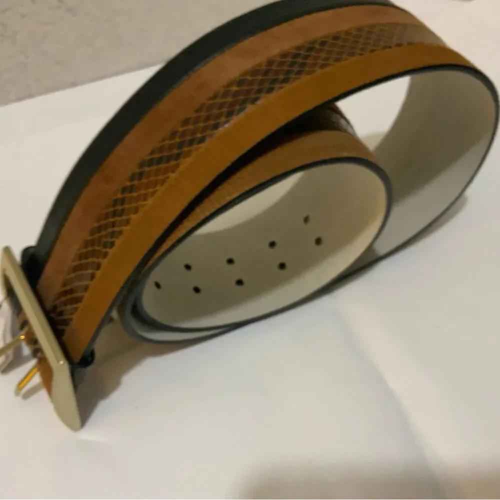 White House Black Market Women Leather boho snake animal print belt L